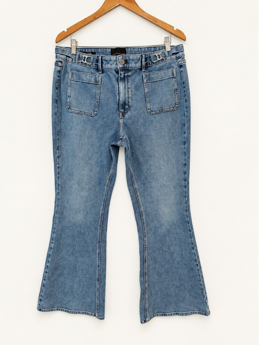 White House Black Market High-Rise Novelty Waistband Flare Jeans Size 14 - Picture 4 of 5
